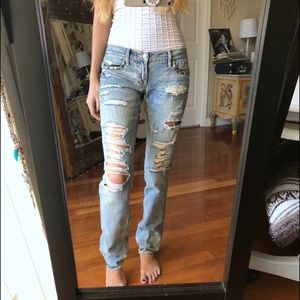 Studded Light Blue Ripped Jeans || 24